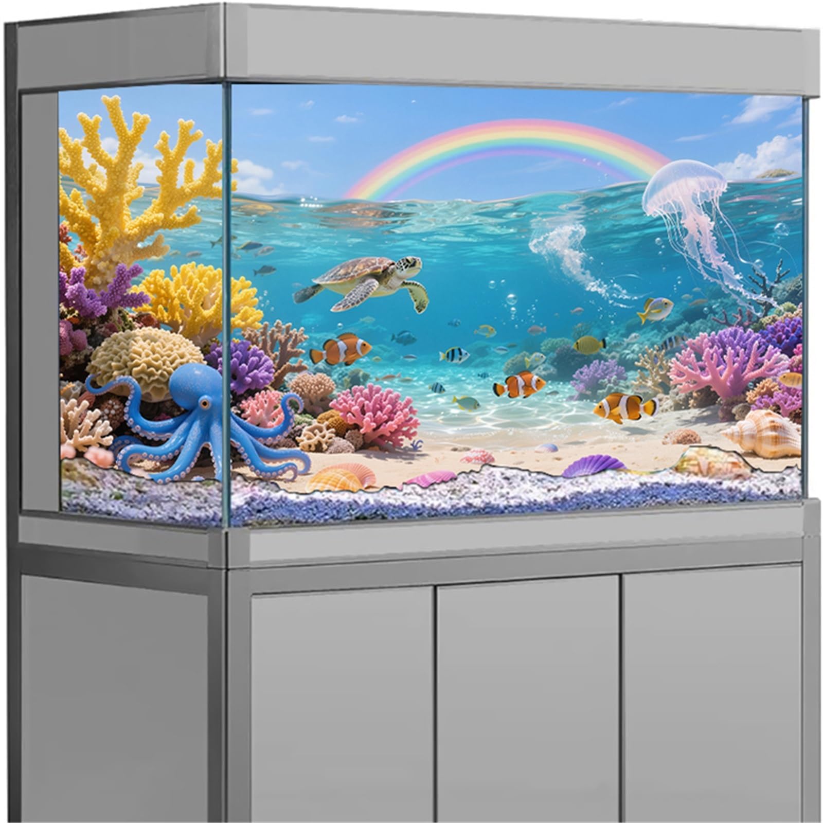 Etiqueta engomada del Fondo Acuario Efecto 3D