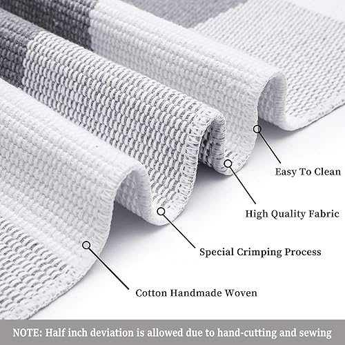 Miniatura 5 de Tapete de lana cuadriculada lavable de 27.5 x 43 pulgadas tapete de algodón tejido a mano con diseño a cuadros gris y blanco para colocar en puertas