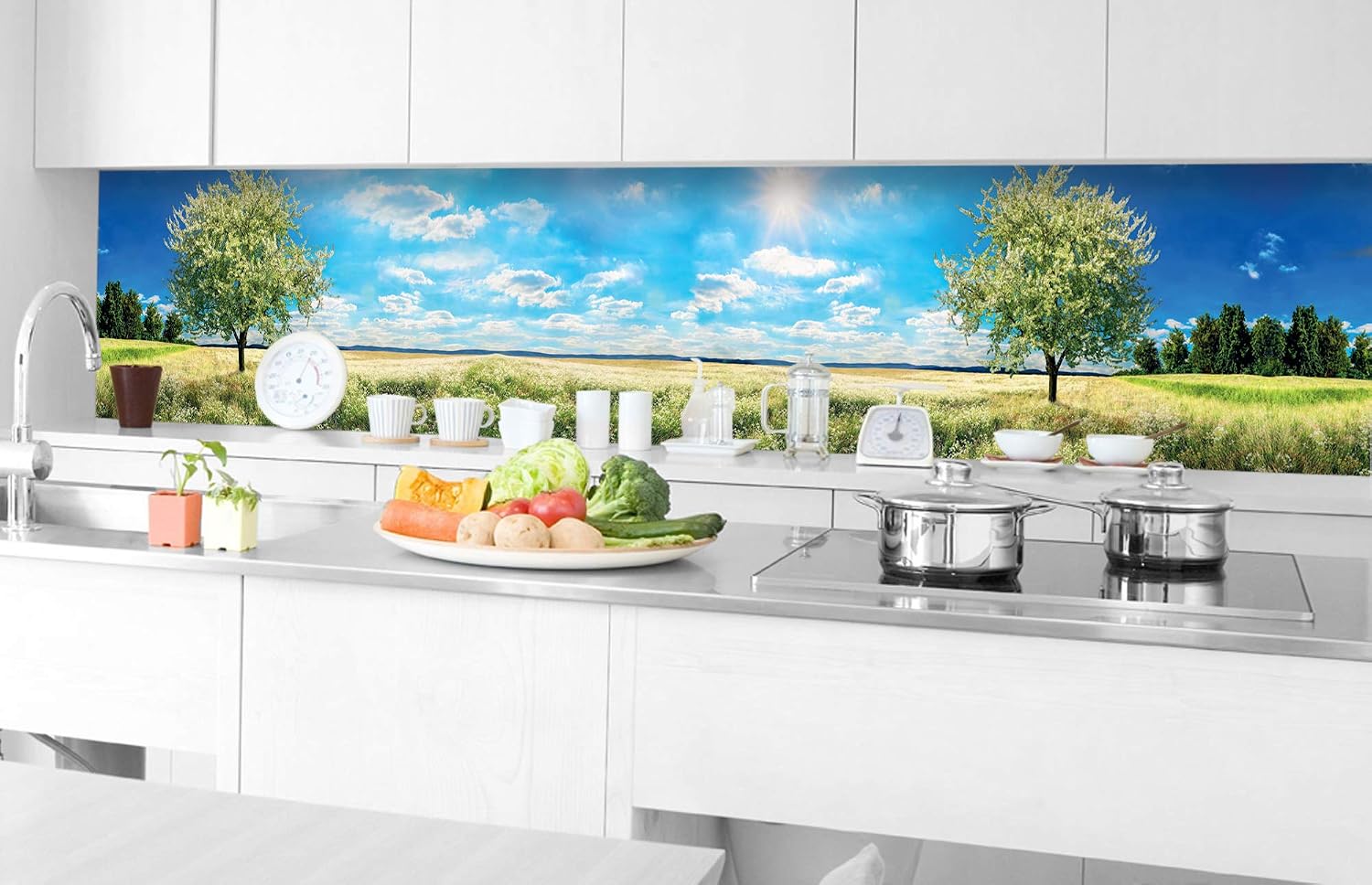 DIMEX LINE Self-Adhesive Kitchen Backsplash Film Baum AUF Meadow, Blau, 350 x 60 cm