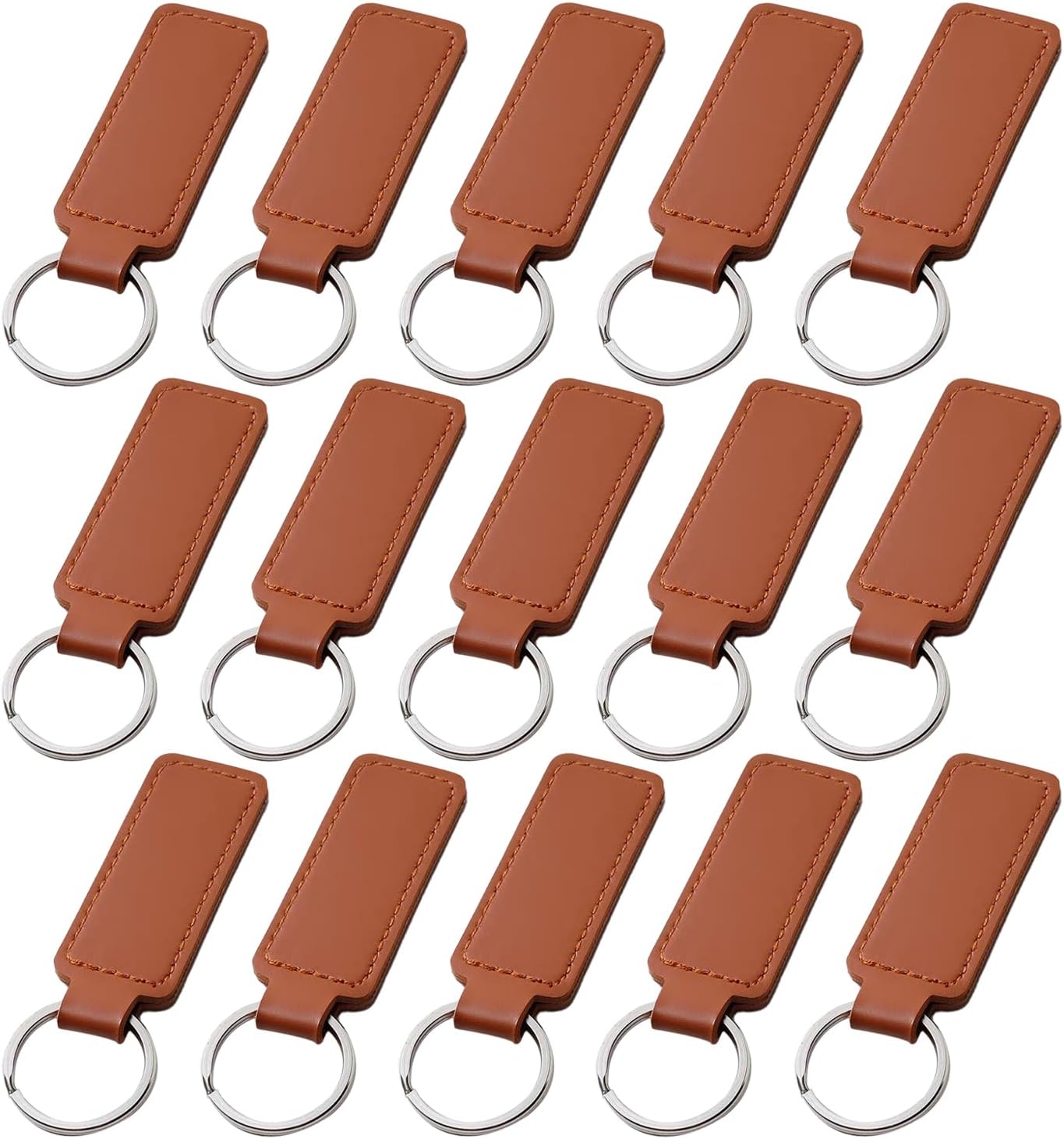 15 Pcs Blank Leather Keychain, Leather Key Fob Kit, PU Key Fobs for Making DIY Craft Working