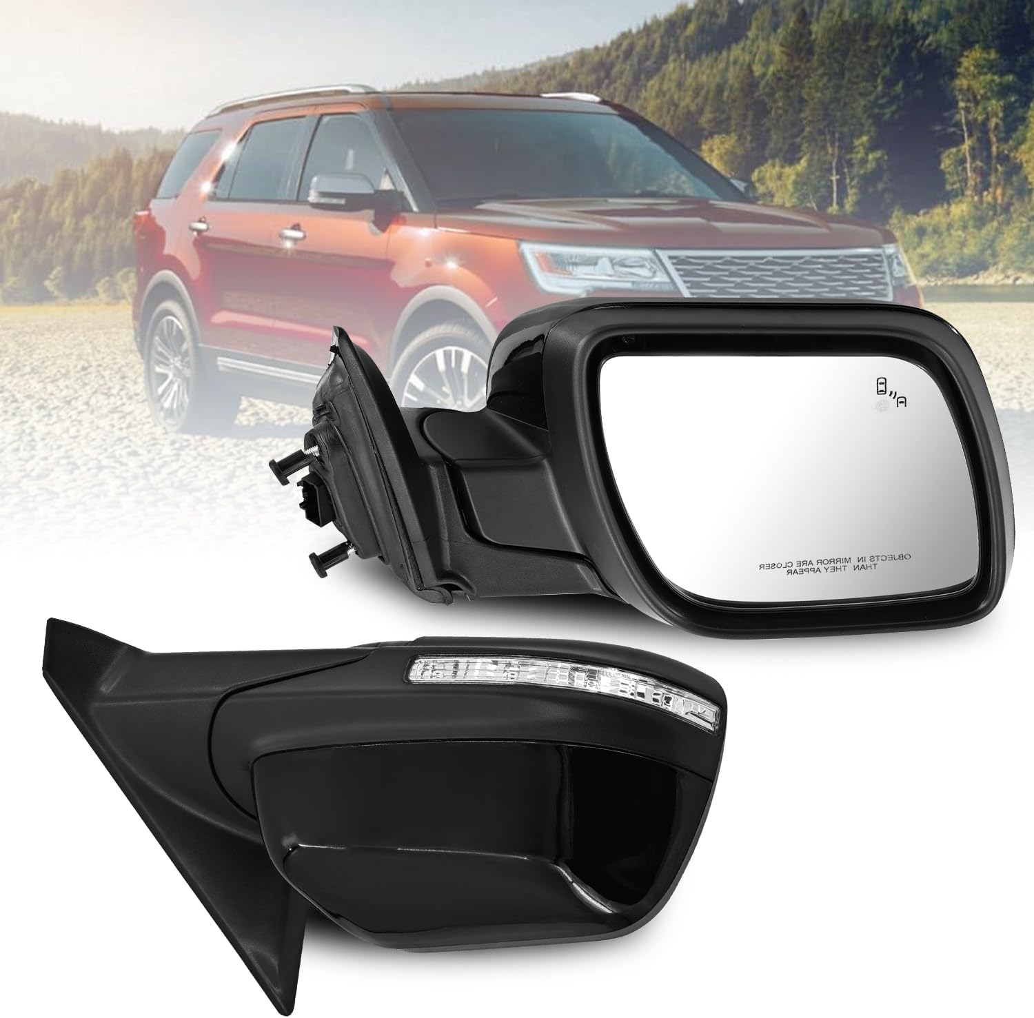 Uritue Right Passenger Side Mirror Fits for 2016-2019 Ford Explorer Support Power Folding Power Heated with Turn Signal Puddle Light and Blinker Support BSM with Memory Match 14Pins GB5Z17682