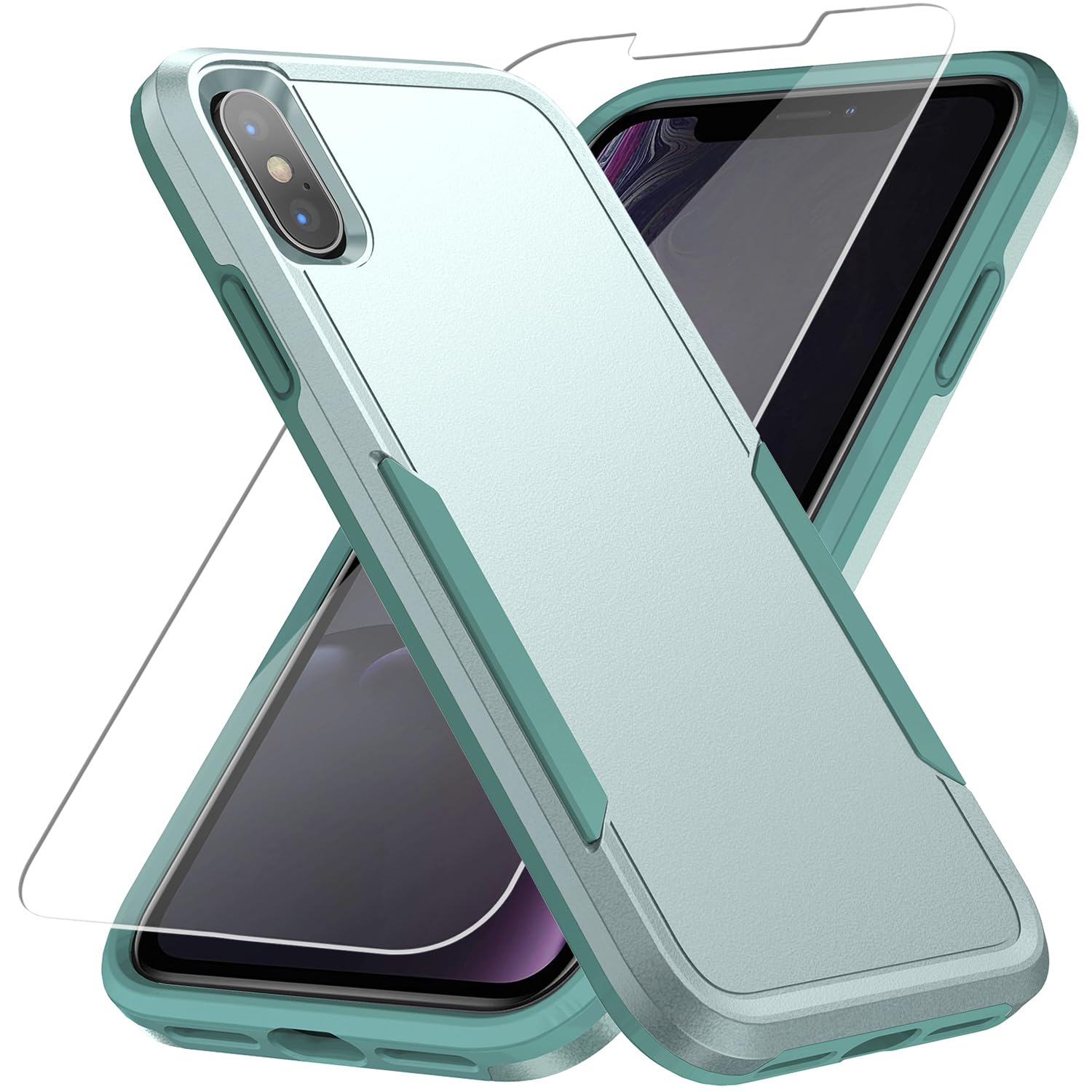 Warsia for iPhone X Case, iPhone Xs Case with HD Screen Protector [Military Grade Drop Tested] Heavy-Duty Tough Rugged Shockproof Protective Case for