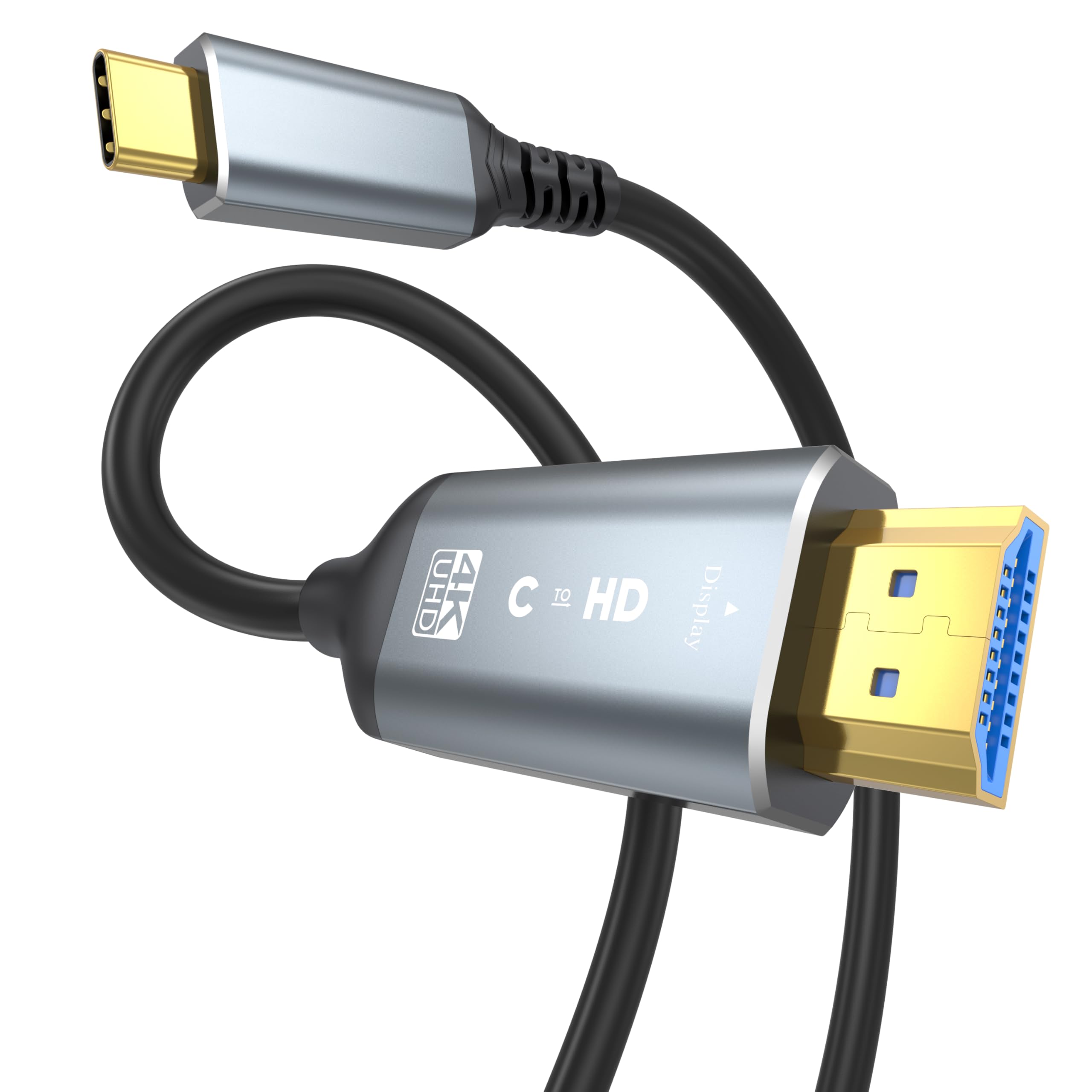 Cable USB C a HDMI de 6 pies, 4K a 30 Hz, USB tipo C a HDMI para laptop, tableta, monitor, TV (Thunderbolt 5/4/3) compatible con iPhone 16/15/Galaxy S25/MacBook Pro Air/iPad Pro/Surface Pro