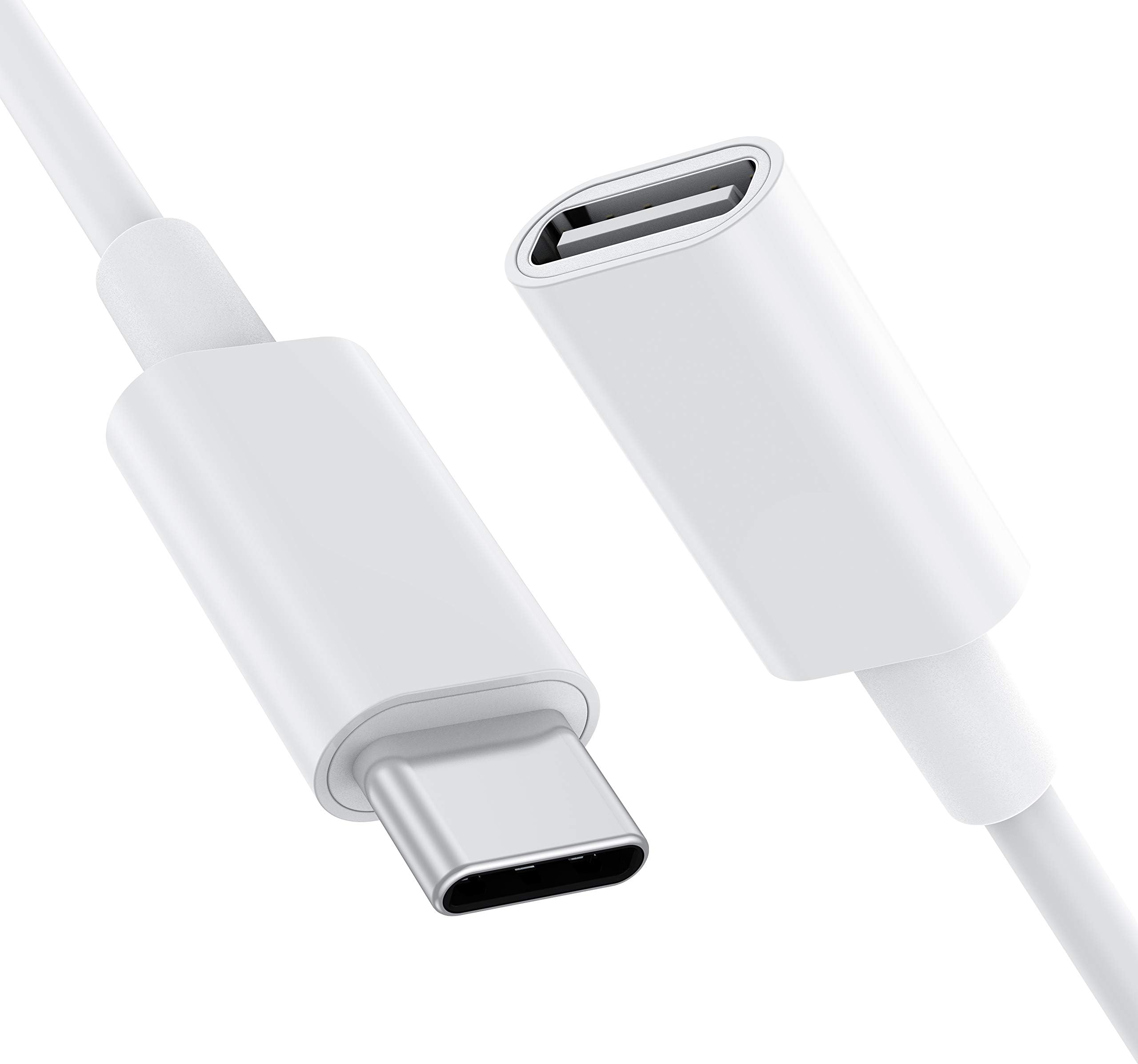 CONMDEX USB C Extension Cable for Mag-Safe Charger PS5 Controller Charging, 9V 3A USB Type C Female to Male Extender Cord for Mag-Safe Charger iPhone17/16/15 HomePod White (3.3Ft/1m)
