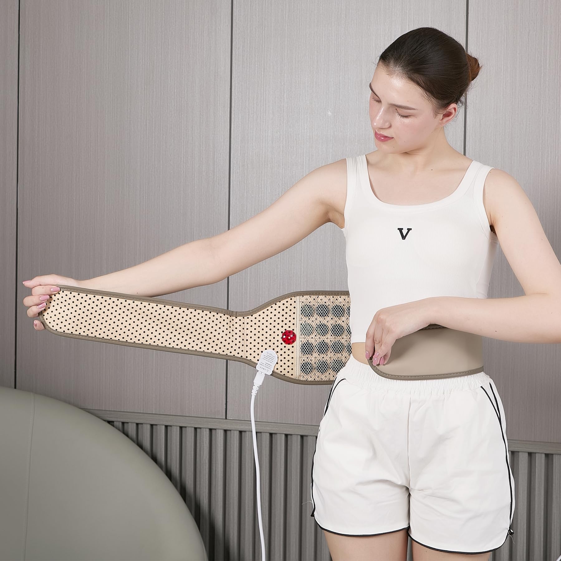 Slimming Electric Belt with Hot Compress Vibrating Massage Function Health Care Tools Sauna Heating Belt Body Massage Fitness Device (Brown)-image-23