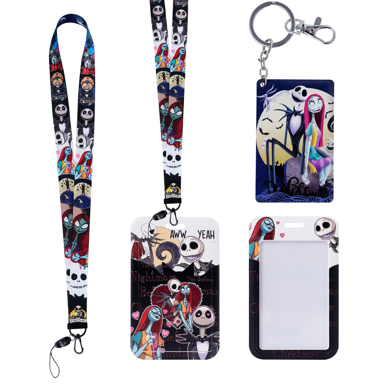G-Ahora Cartoon Jack and Sally Lanyard ID Badge Keychain, Jack ID Card Holder Keychain for Women (LYBH-Jack)