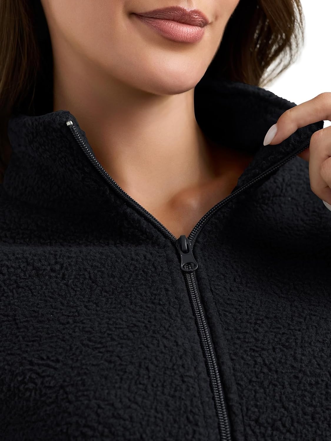 PINKMSTYLE Women Zip Up Fleece Sherpa Jacket Coat - Winter Warm Trendy Cropped Sweatshirt for Casual,Workout - Image 4