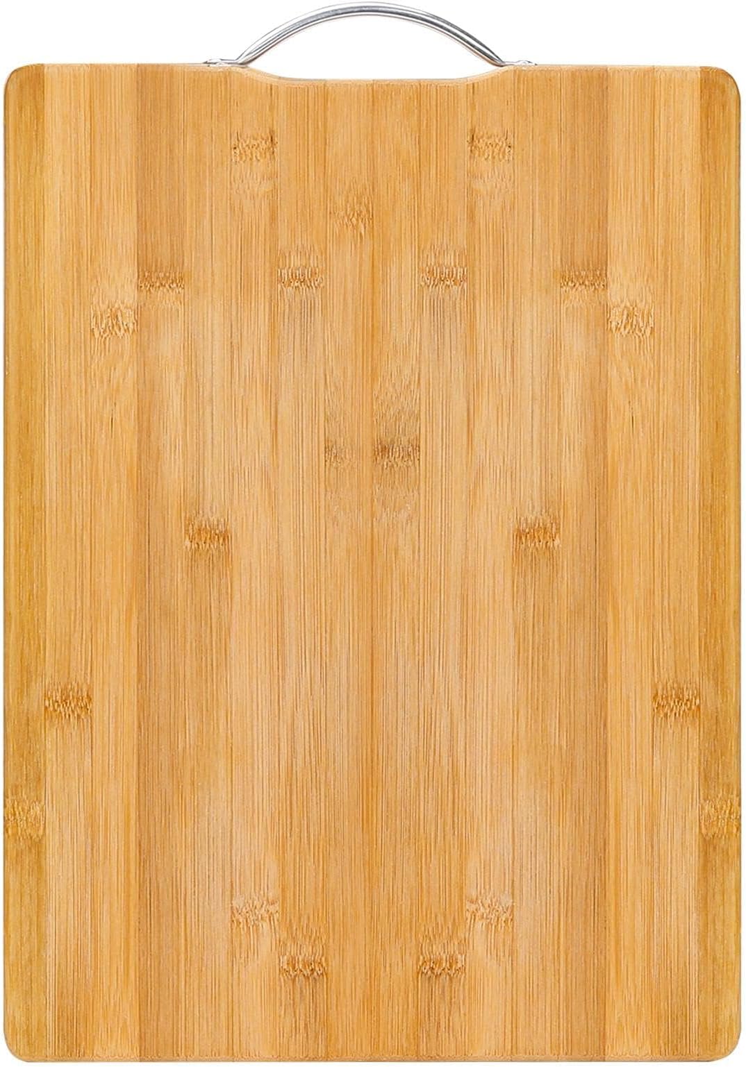 MOMENT Bamboo Cutting Board, Wood Kitchen Chopping Boards with Handle for Chopping Meat, Vegetables, Fruits, Cheese, Meal Prep and Serving, 34x24x2cm