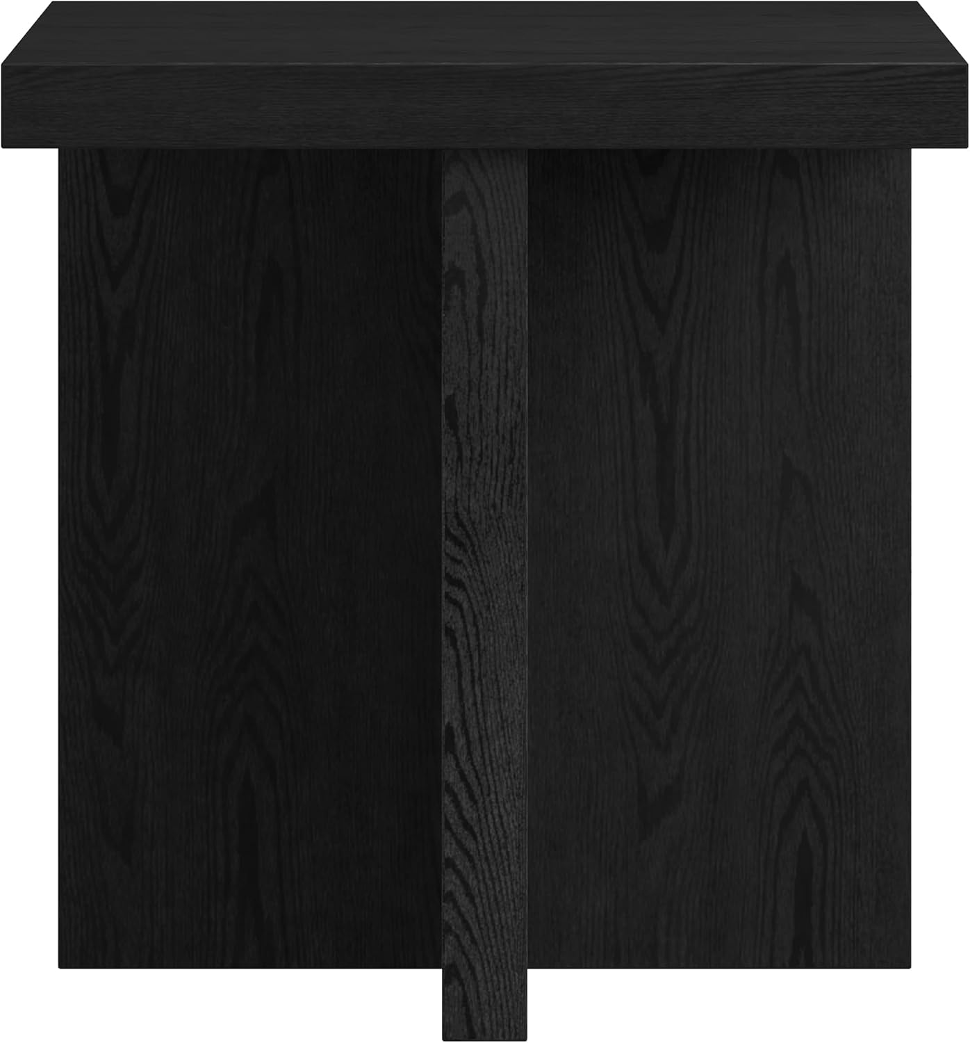 Henn&Hart 22" Scandinavian Square End Table, Side Table, Nightstand with X-Base for Living Room, Office, Family Room, or Bedroom, Black Grain