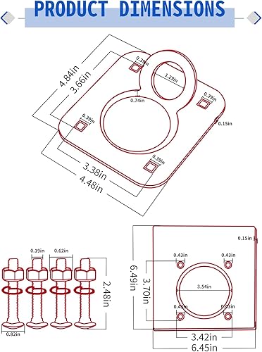 Miniatura 6 de Kit de anclaje de amarre de anillo en D empotrado, paquete de 4 anclajes de amarre de anillo en D para remolque, resistente, con taladro de sierra