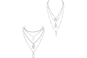 2PCS Layered Choker Necklaces for Women Silver Boho