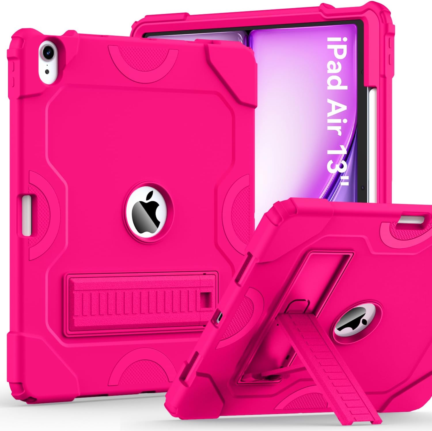 Cantis Case for iPad Air 13 Inch (M4) 2026/ (M3) 2025/ (M2) 2024 with Pencil Holder, Heavy Duty Shockproof Case for i Pad Air 13" Supports Pencil Pro and Pencil (USB-C), Hot Pink