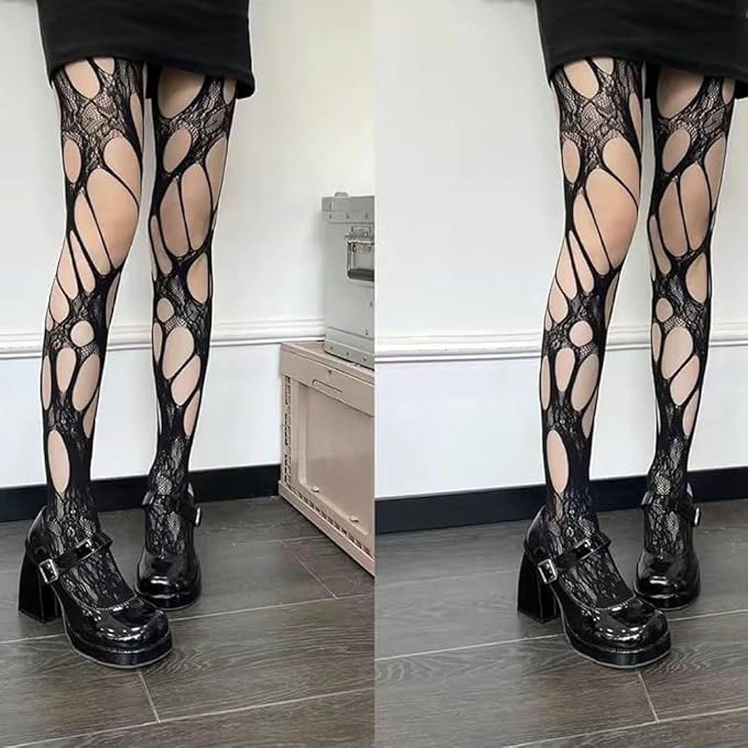 Women's Ripped Fishnet Tights, Gothic Punk Irregular Hollow Out Mesh Stockings, Stretchy Pantyhose for Cosplay, Masquerade & Carnival Party Supplies