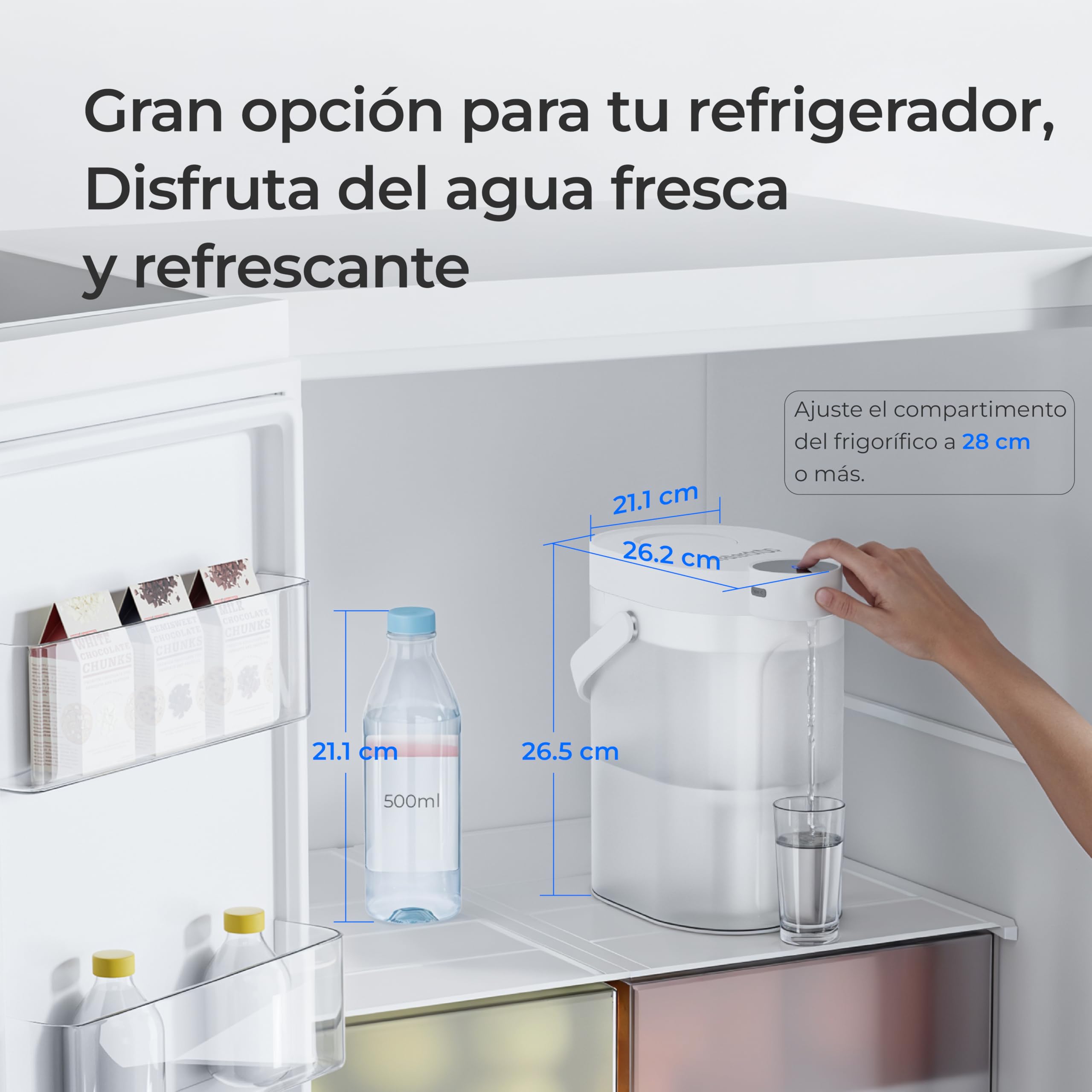 Waterdrop Instant Jarra Filtradora de Agua (4L), WD-ED06W Jarra Eléctrica con Filtro de Agua, Dispensador Filtro de Agua, Reducir 20+ Sustancias, Preserva Minerales (Filtro: WD-EWFS)