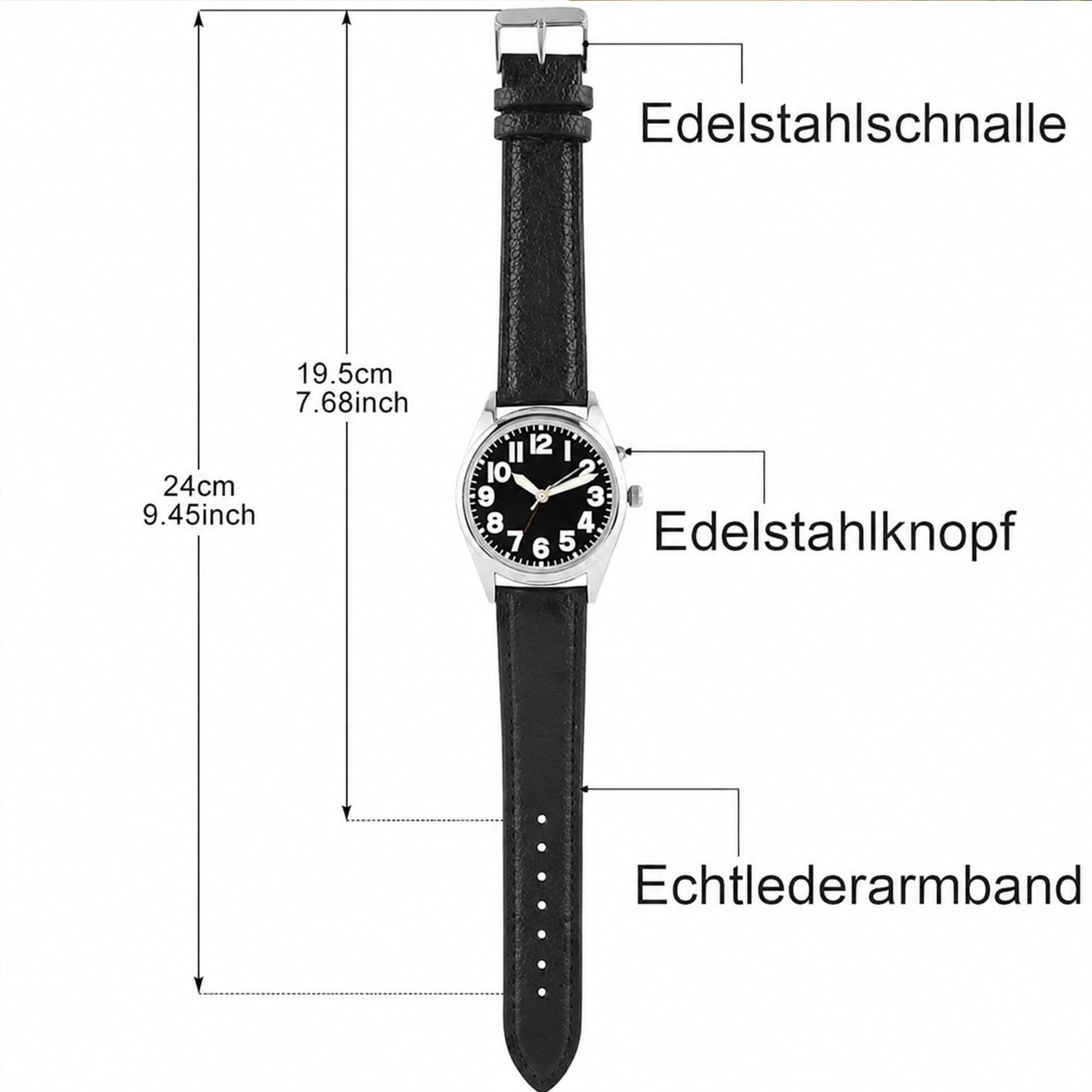 Deutsch Sprechende Herren Armbanduhr I Datum- und Zeitansage