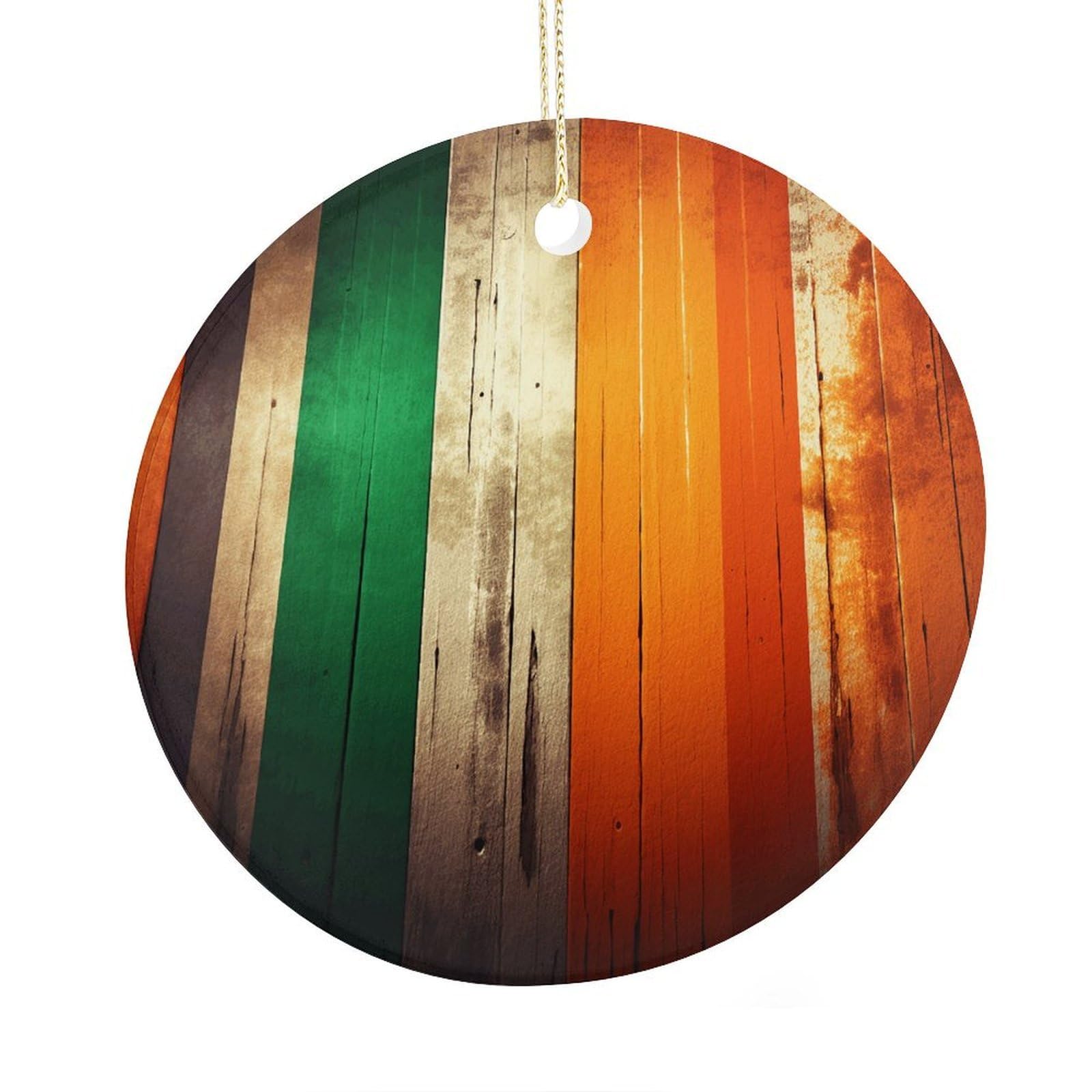 Adfgyerh Style Stripes Ceramic Circular Pendant,2.9 Inch，Hanging Ornament，Gift Exchange Idea Round Ceramic Ornament,For Mom And Daughter，For Home Indoor Outdoor Decor.
