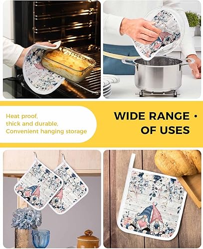 Miniatura 5 de 3 Packs Blue Valentine's Day Pot Holders Sets for Kitchen,Oven Pan Plate Bowl Pads Heat Proof Mat with Hanging Loop,Terry Cloth Potholders Soft Grip