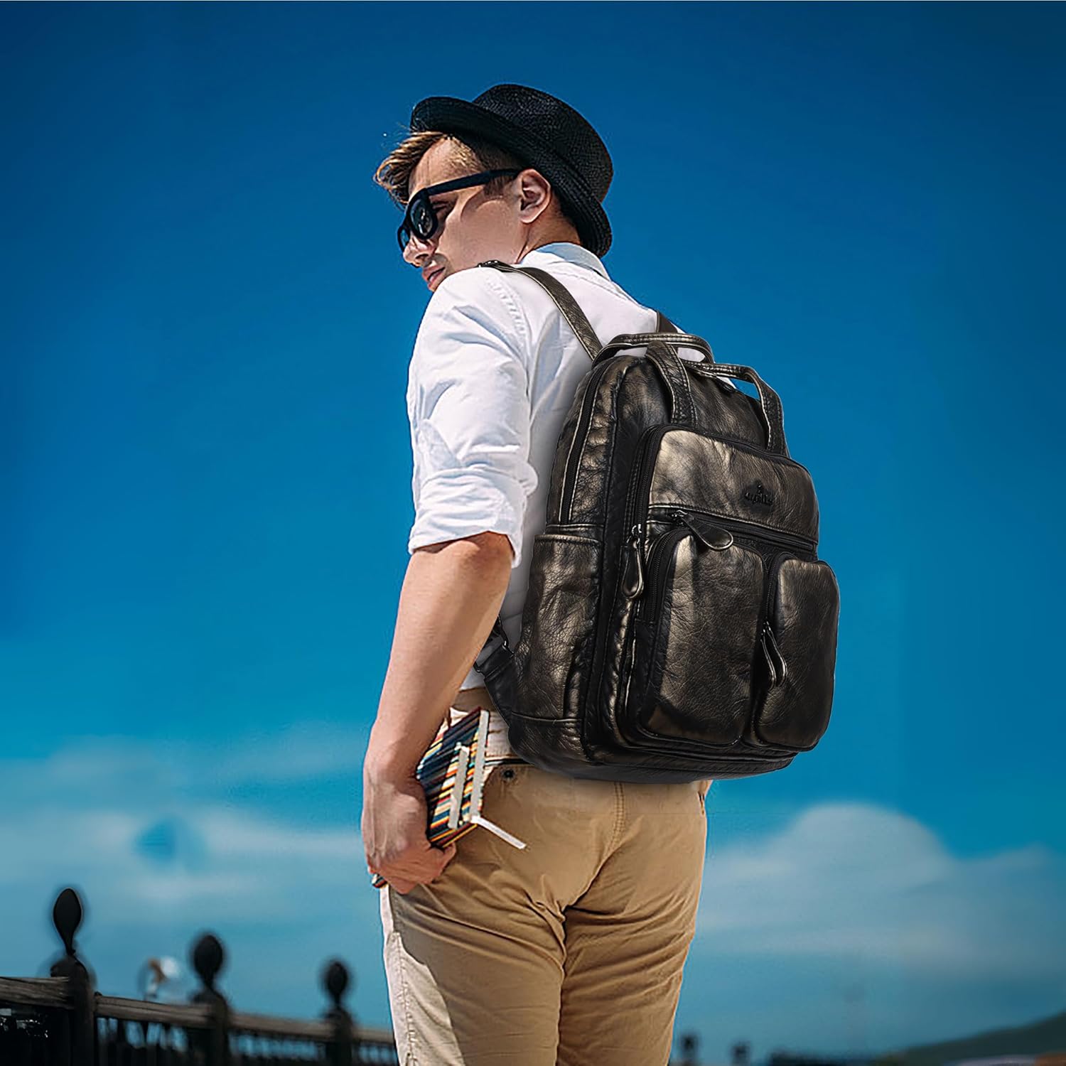 Angel Kiss Backpack Purse for Women Soft Washed Leather Multi Pocket Casual Travel Backpacks… - Image 7