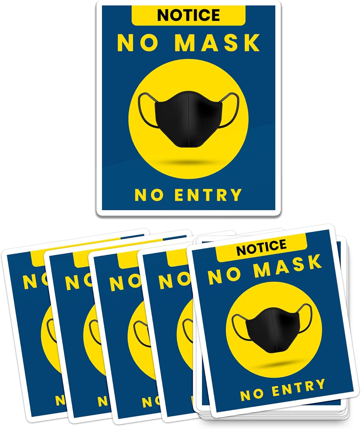 Mask Required Decal V2 - Self-Adhesive Vinyl Removable Safety Window Front Door Water and Fade Resistance, Indoor & Outdoor Stickers - 10” (5-Pack)