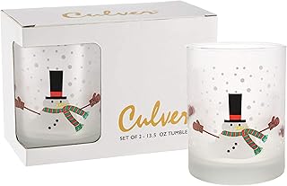Culver Holiday Decorated Frosted Double Old Fashioned Tumbler Glasses, 1...