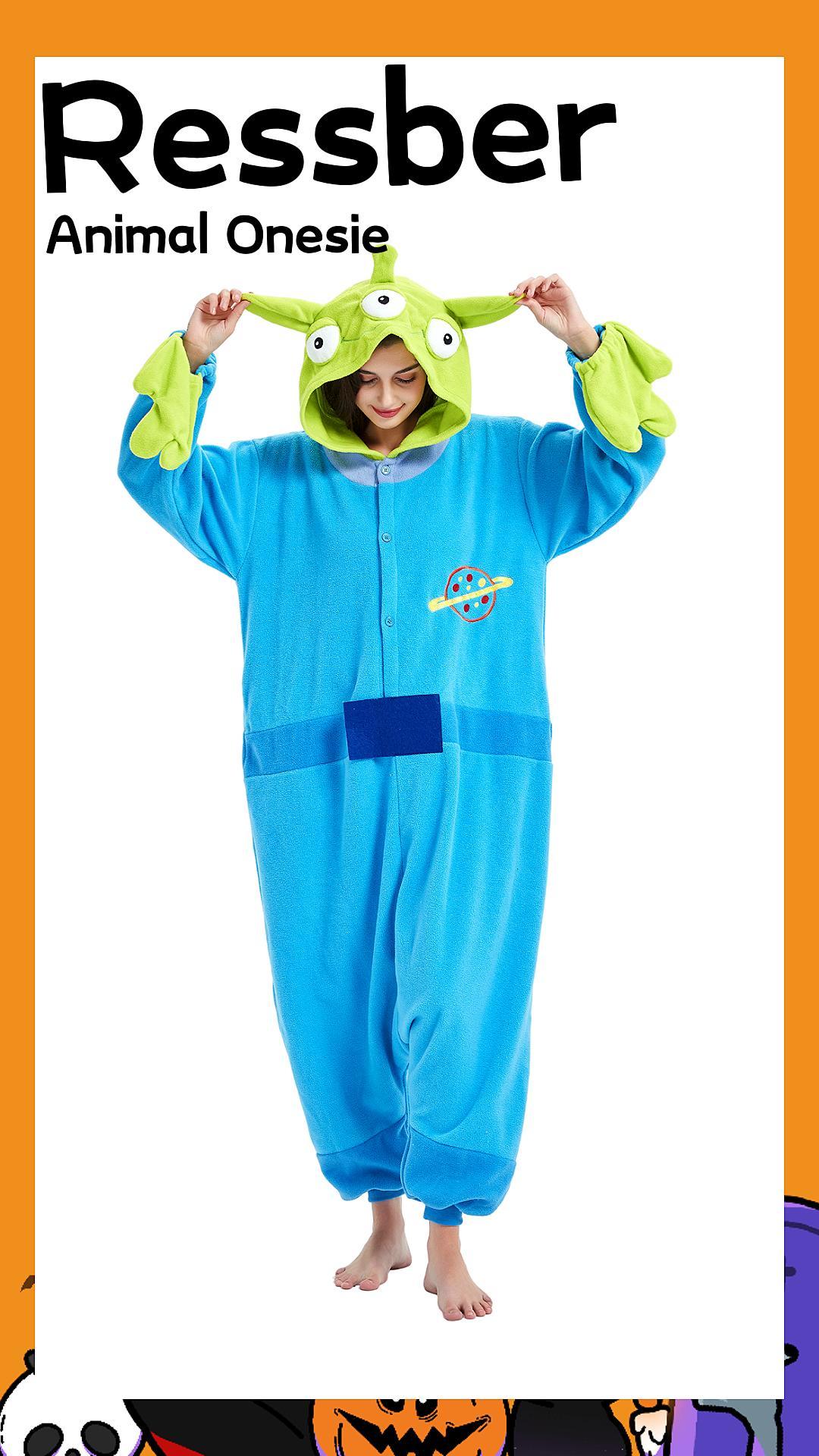 ressber Unisex Volwassen Onesie Pyjama Dier Een Stuk Halloween Kostuum Kerst Nachtkleding Jumpsuit, Olaf, L