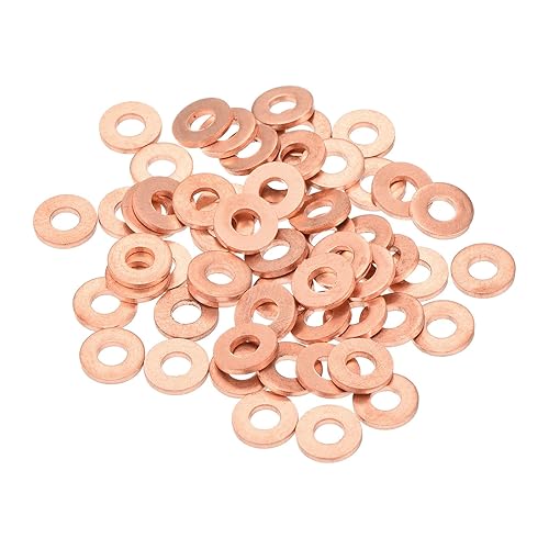 MECCANIXITY 52 piezas de arandelas planas de cobre, arandelas de sello métrico de cobre mejoradas de 3x8x1mm para conexiones hidráulicas, tornillos,