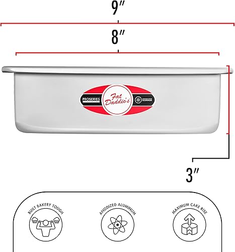 Miniatura 3 de Fat Daddio's PSQCC-883 - Sartén cuadrada para tartas de queso, 8 x 8 x 3 pulgadas, color plateado