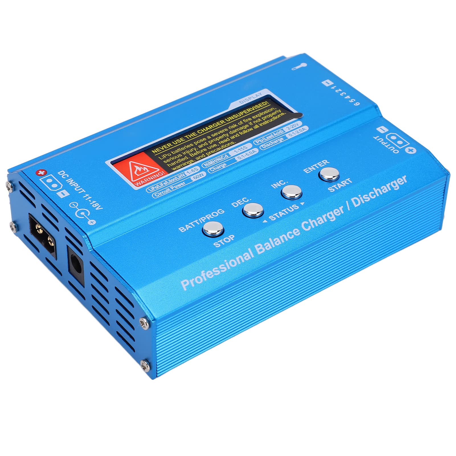 VGEBY Descargador de Cargador de Equilibrio de Batería LiPo de 60W 6A, Pequeña y Potente Estación de Carga Multifuncional con Medición de Temperatura, para Baterías LiPo Life LiIon