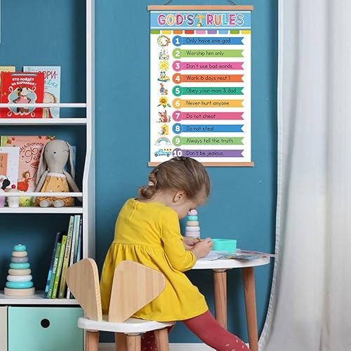 Miniatura 5 de KAIRNE Impresión artística de las Escrituras de Dios con colgador magnético de madera, imágenes cristianas colgantes, versículos de la Biblia,