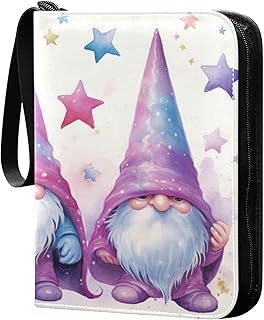Kigai Christmas Gnomes Trading Card Binder with Sleeves PU Leather Holds 400 Cards,Double Sided Trading Card Folder with Zipper Collection Binder Album Book Case for Boys Girls