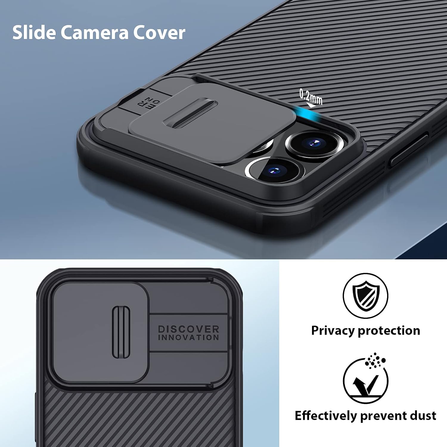 Nillkin iPhone 13 Pro Magnetic Case Compatible with Magsafe, CamShield Pro Case with Slide Camera Cover 6.1 inch, Built-in Magnet Circle - Black