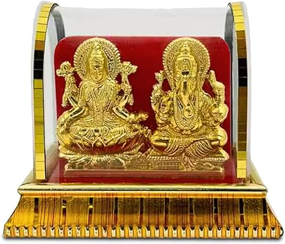 exciting Lives Lakshmi Ganesha Plastic Case Set - Hindu God Ganpathi & Goddess Laxmi, Ganesha Lakshmi Statue Sculpted in Great Detail, Gift for Diwali, Festive Gifts, Religious Gifts
