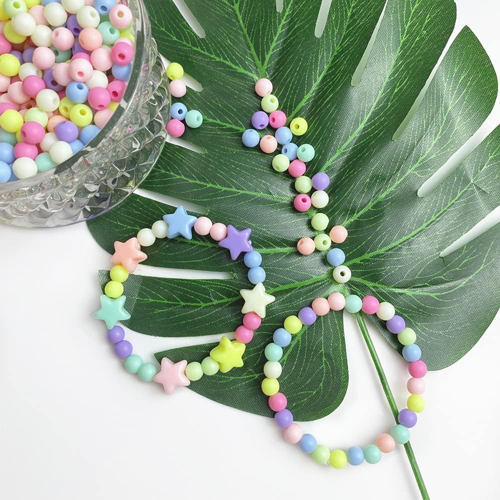 Jmassyang 2000 Pieces 6mm Candy Color Acrylic Round Frosted Beads Assorted Candy Color Mix Plastic Pastel Matte Loose Spacer Mixed for Jewelry Making Bracelets Necklaces DIY Crafts (6mm-2000pcs) - Image 5