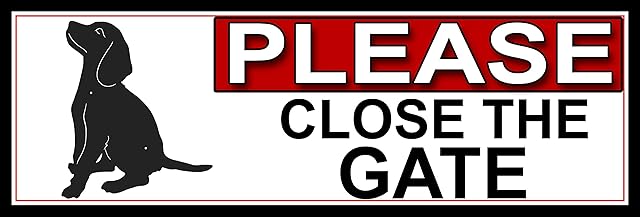 SHAWPRINT Dog Silhouette Theme PLEASE CLOSE THE GATE METAL GATE SIGN 266mm x 87m. (801H2)