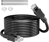 VOIETOLT Câble Ethernet Cat 6 Extérieur 30m, Veste Étanche LLDPE UV pour Enterrement Direct - 24AWG Câble RJ45 Réseau Internet Gigabit Haute Vitesse 10 Gbps - CCA, UTP avec 20 Attaches… - 1