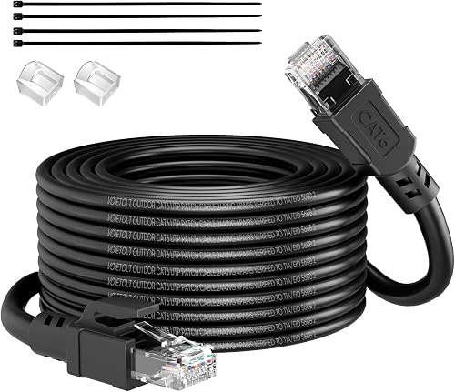 VOIETOLT Câble Ethernet Cat 6 Extérieur 30m, Veste Étanch…