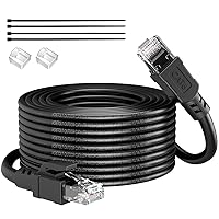 Vista 11 de Cable Ethernet Cat 6 para exteriores de 30 m, cable de 24AWG 10Gbps Cat6 impermeable con cubierta LLDPE UV, cable de red para Internet con 20