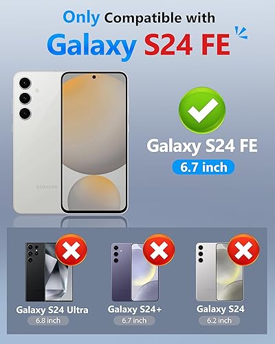 Miniatura 2 de ATATOO Funda para Samsung Galaxy S24 FE con tarjetero (almacena 4-5 tarjetas) [bloqueo RFID] y cubierta de cámara deslizante, protección de grado