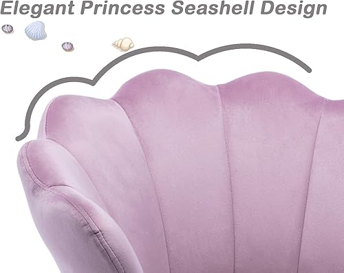 Miniatura 5 de DM - Silla de escritorio para niños, ergonómica, de lectura, ajustable, silla de computadora para estudiantes, linda y moderna tapizada de Púrpura