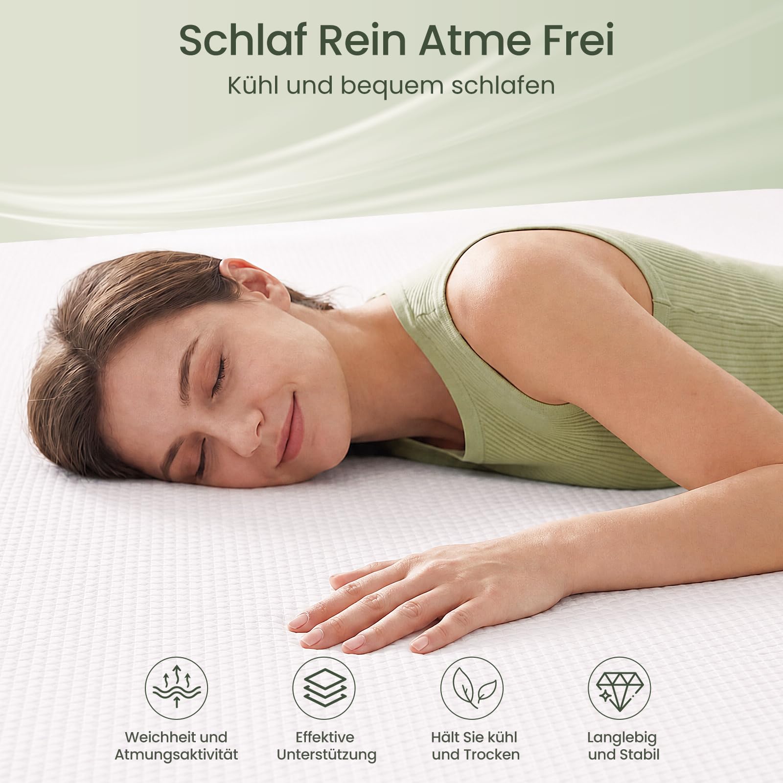 Matratzen Topper 140x200cm H3/H4, 10 cm Gel Memory Schaum, Öko-TEX Zertifiziert, Atmungsaktiv und Waschbar, rutschfest für Boxspringbett und Schlafsofa