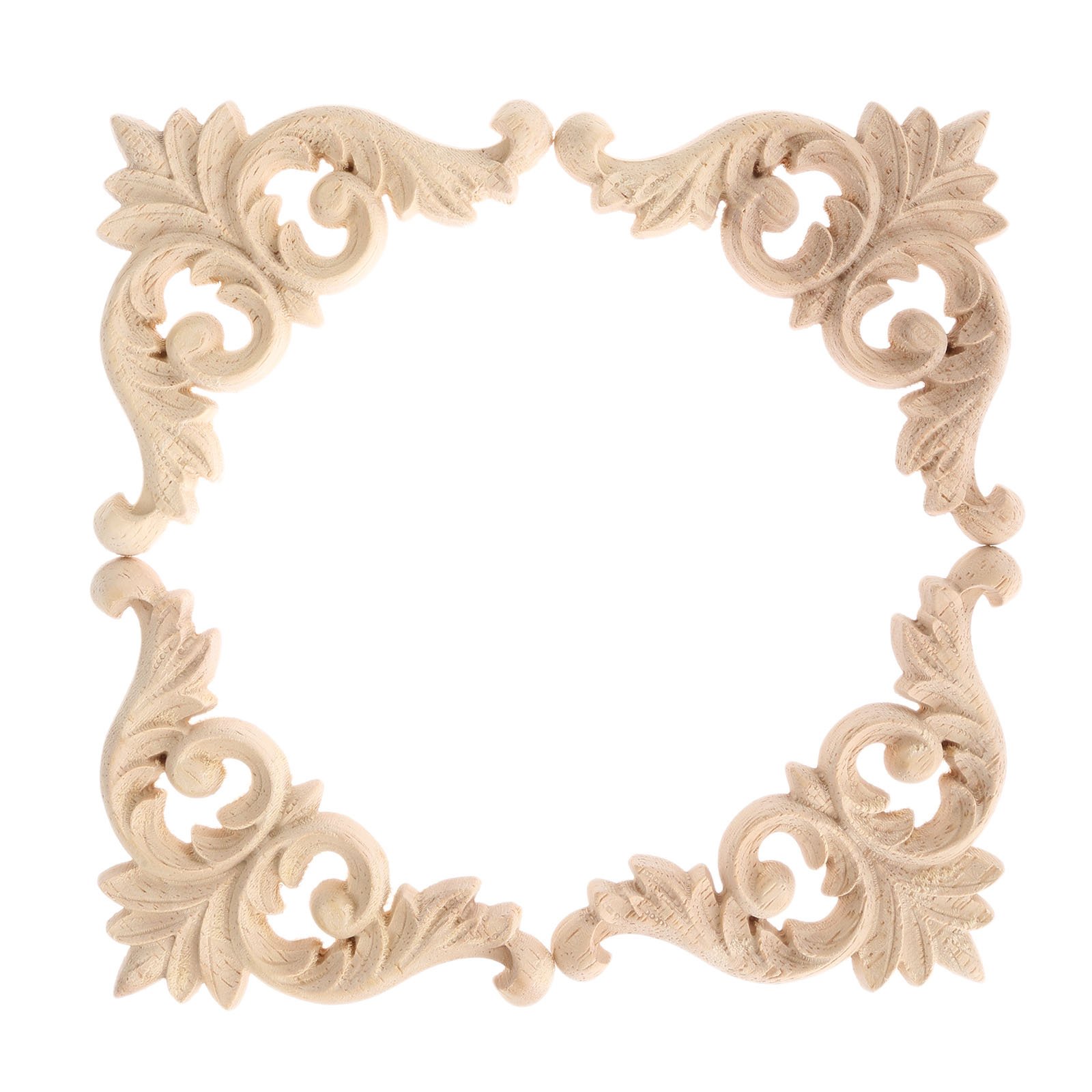 MUXSAMWood Carved Corner Mouldings Onlay Applique Unpainted Furniture Decor 4pcs 8 * 8cm/3.15"*3.15" Classic