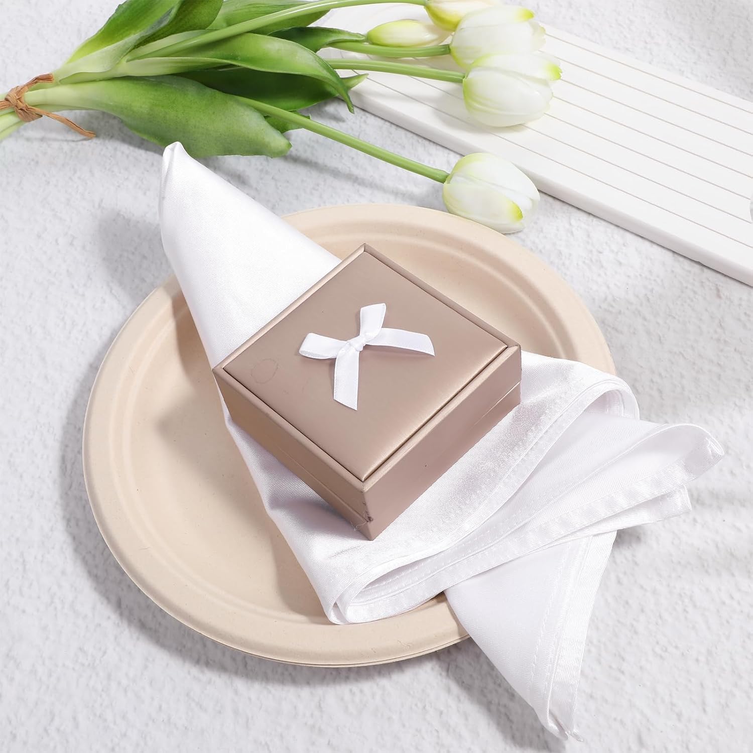 50pcs Satin Ribbon Gift Wrap Bows,2 Size 3''&1.6'' for Option,Self-Adhesive Bows for Gift Wrapping, Baby Shower/Birthday/Wedding/Xmas/Valentine Decor, DIY Crafts & Treat Bags (White, Mini) image 3