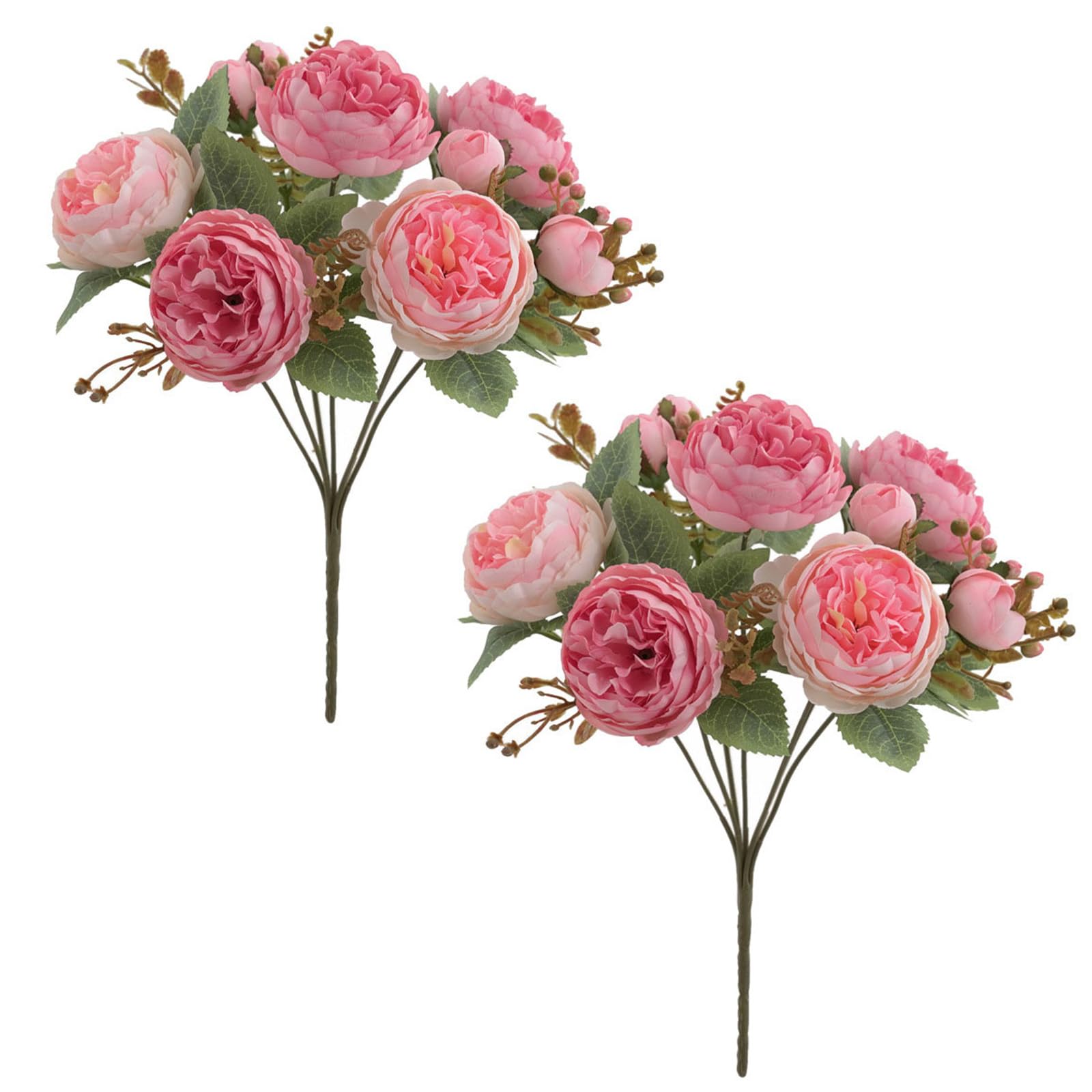 2 Bunches Peony Artificial Flowers, Silk Flowers Fake Peonies Bouquets Artificial Peony Bouquet for Wedding Home Party Decor, Silk Peonies Faux Flowers Table Centerpieces (Pink)