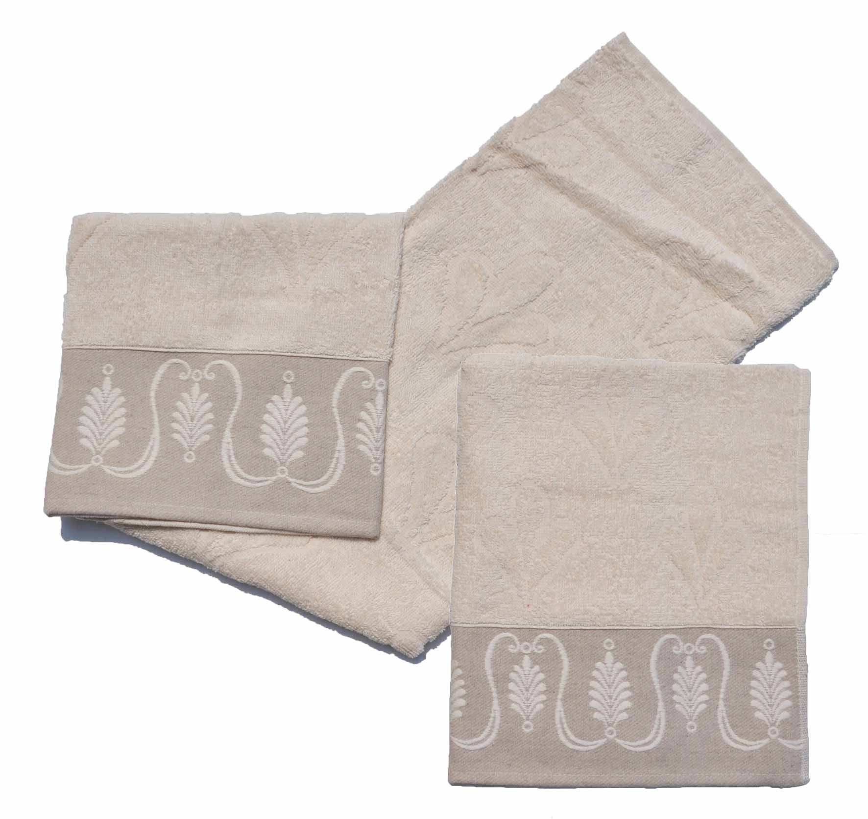 Casatessile Linum Naturale Set 5 pz di Asciugamani in Spugna Cotone Set 5 Pezzi Asciugamani Bagno in Cotone