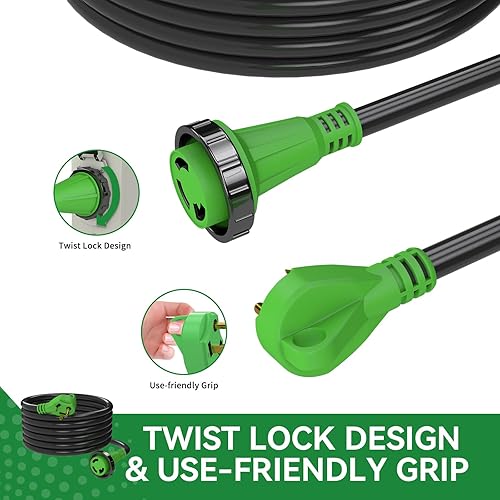 Miniatura 4 de Caja de entrada de generador de 30 amperios preperforada y cable de extensión RV de 30 amperios, kit combinado impermeable de 15 pies, cable de