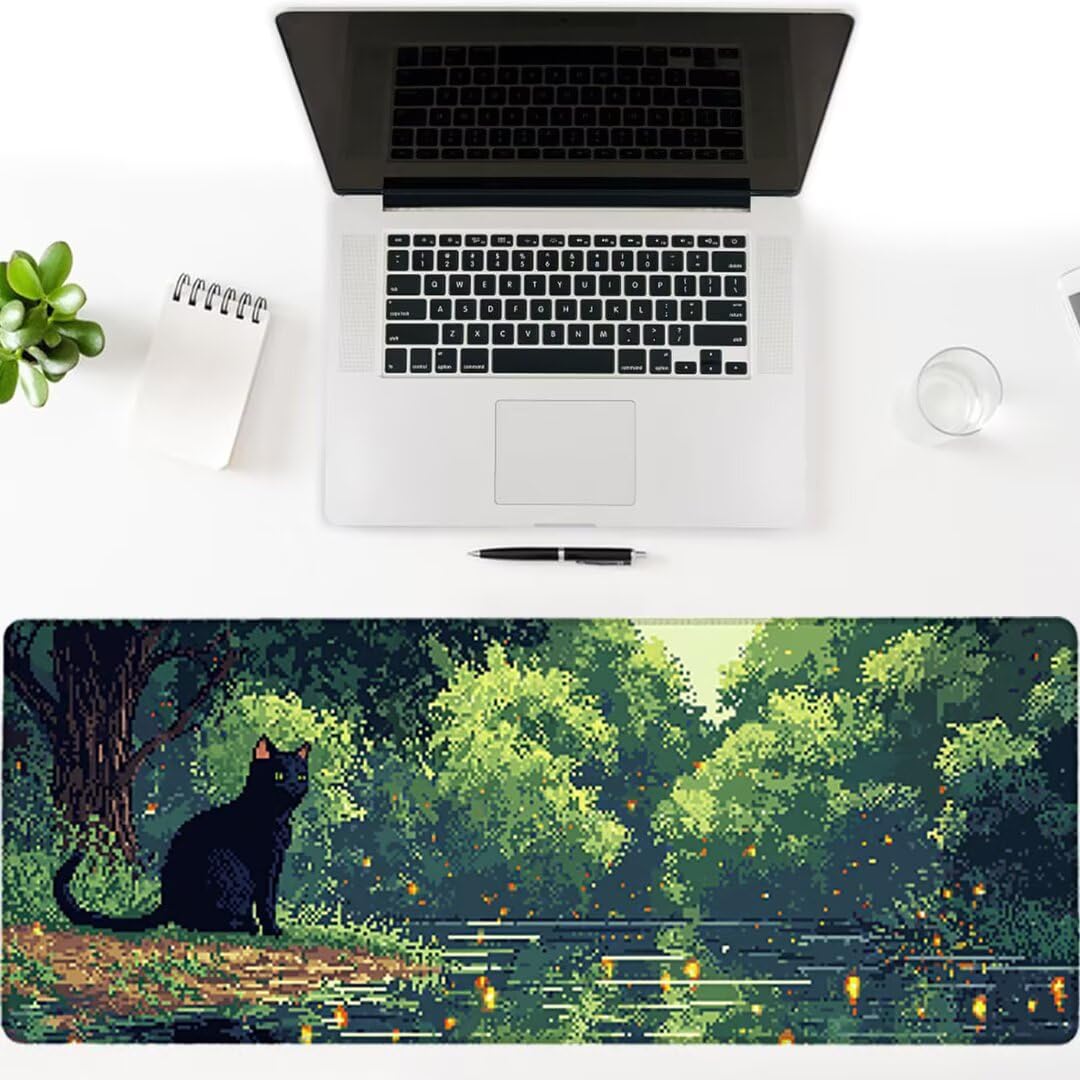 Podkładka pod mysz XXL Cat - 1600x800x3mm - Duża mata na biurko z przeszytymi krawędziami Wodoodporna antypoślizgowa do komputera, laptopa poprawia precyzję i szybkość. -36550