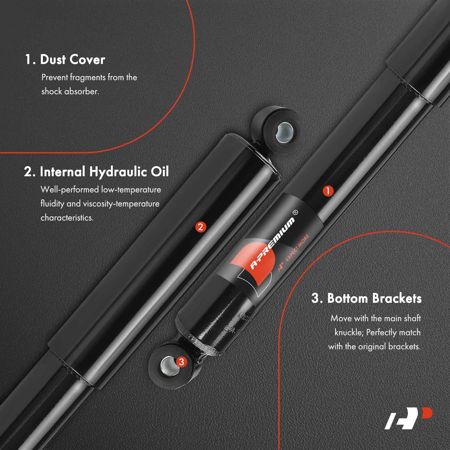 A-Premium Suspension Shock Absorber Compatible with Ford F-250 & Dodge Ram 50 & Nissan Frontier & Chevrolet Suburban & Jeep Gladiator & Toyota Land Cruiser & GMC 100 & Chrysler Royal & Buick Super