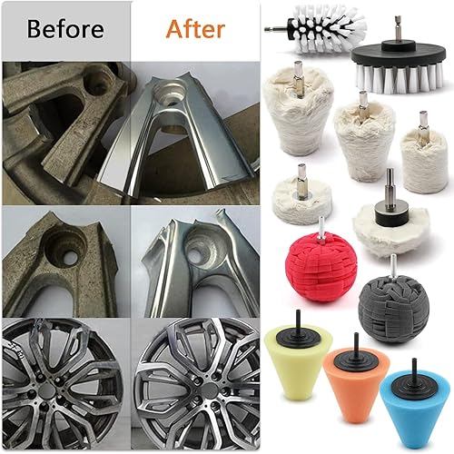 Miniatura 4 de Medoon Kit de rueda de pulido de almohadilla de pulido, 12 unidades, rueda de pulido de bola de pulido para taladro, para el cuidado del automóvil,