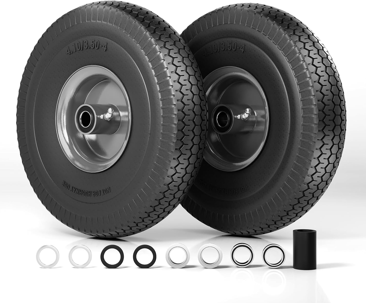 4.10/3.504 Flat Free Lawn Mower Tires, 10”Solid Tires with