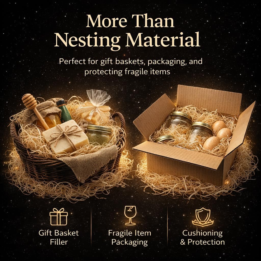 NestNova™ Aspen Excelsior, 2 lb Box of USA-Grown Aspen Fiber. Eco-Friendly Material for Chicken coops, Small pet Bedding, Crafts, and Gift Baskets. Biodegradable and Hand Packed. 3 Boxes (6 lbs)